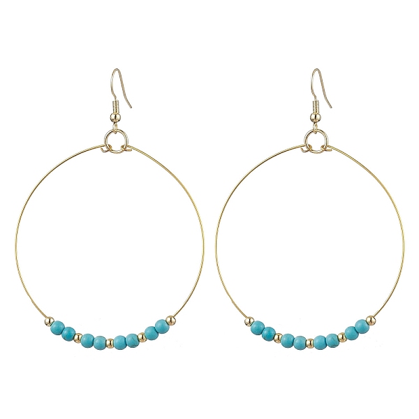 

PandaHall Synthetic Turquoise Dangle Earrings, 304 Stainless Steel Earring for Women, 79x54.5mm Synthetic Turquoise