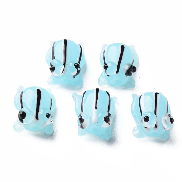 

PandaHall Handmade Lampwork Beads, Frog, Light Sky Blue, 14.5~15.5x11~13x9mm, Hole: 1.2mm Lampwork Frog