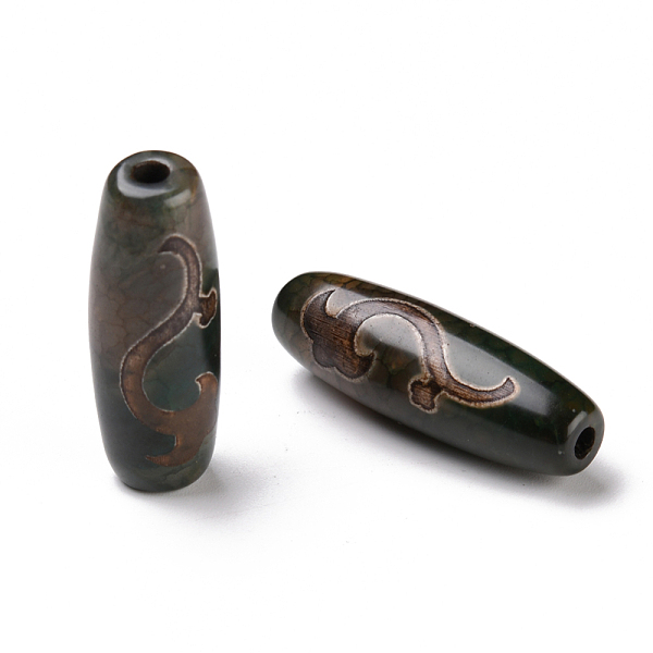 

PandaHall Tibetan Style dZi Beads, Natural Agate Beads, Dyed & Heated, Oval, Ruyi Pattern, 28.5~32x10~12.5mm, Hole: 1.5~3mm Tibetan Agate...