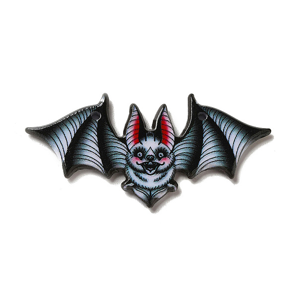 

PandaHall Halloween Printed Acrylic Pendants, Bat Charm, Black, 23.5x48x2.5mm, Hole: 2mm Acrylic Bat Black