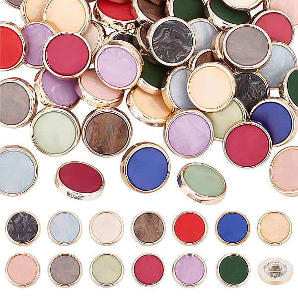 

PandaHall Olycraft 52Pcs 13 Colors Resin Shank Buttons, with Plating Plastic Findings, 1-Hole, Flat Round, Mixed Color, 17.5~18x8.5mm, Hole..., Multicolor