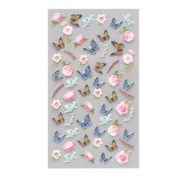 

PandaHall 5D Watermark Slider Gel Nail Art, Butterfly & Flower Nail Art Stickers Decals, for Nail Tips Decorations, Steel Blue, 105x60mm...