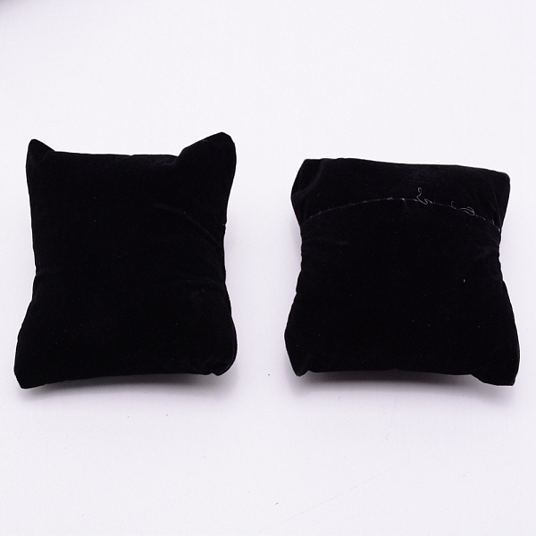 PandaHall Lint Bracelet/Watch Pillow Jewelry Displays, Black, 90x77x54mm Velvet Black