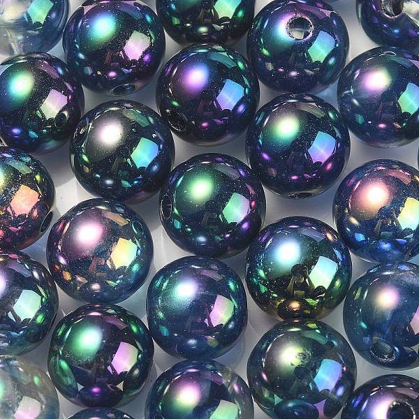 

PandaHall UV Plating Rainbow Iridescent Acrylic Beads, Round, Colorful, 13.5x13mm, Hole: 3mm Acrylic Round