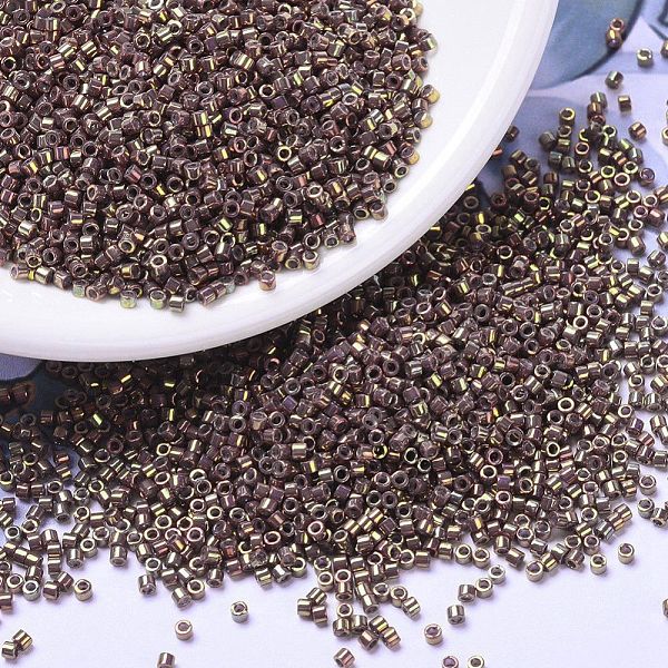

PandaHall MIYUKI Delica Beads, Cylinder, Japanese Seed Beads, 11/0, (DB1010) Metallic Earth Batik Gold Iris, 1.3x1.6mm, Hole: 0.8mm, about..., Purple