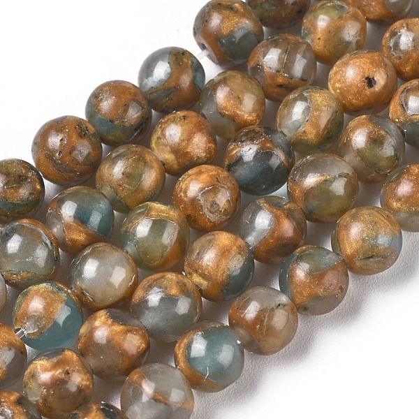 

PandaHall Synthetic Gold Clinquant Stone Beads Strands, Dyed, Round, Gold, 6mm, Hole: 1.2mm, about 64~65pcs/strand, 15.15 inch(38.5cm) Gold...