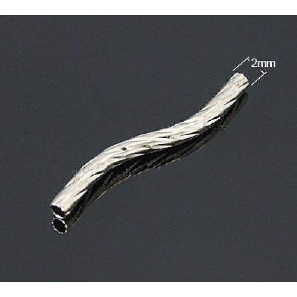 

PandaHall Brass Tube Beads, Curved, Platinum Color, 25x2mm, Hole: 1mm Brass Tube