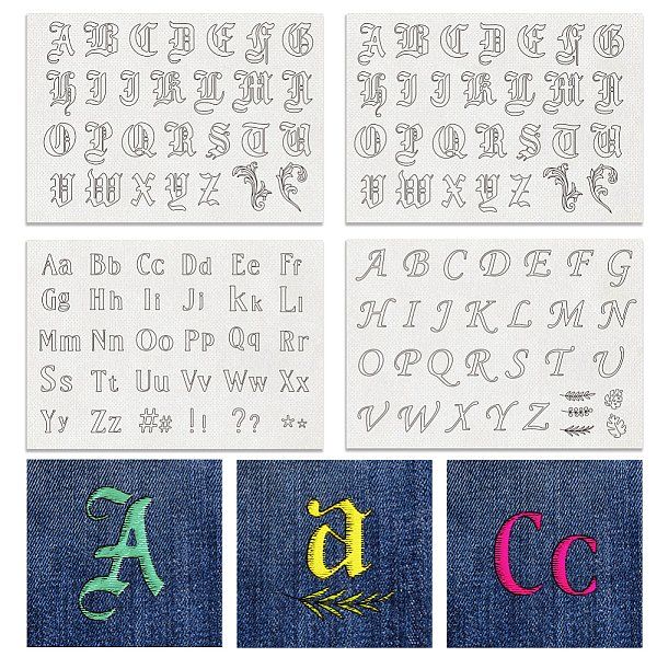 

PandaHall BENECREAT 4 Sheets 130PCS A-Z Alphabet Water Soluble Hand Sewing Stabilizers, Gothic Letter Tear Away Embroidery Stabilizers for...