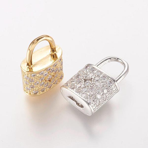 

PandaHall Brass Micro Pave Cubic Zirconia Pendants, Padlock, Mixed Color, 18.5x11.5x6mm, Hole: 5.5x6.5mm Brass+Cubic Zirconia Lock..., Multicolor
