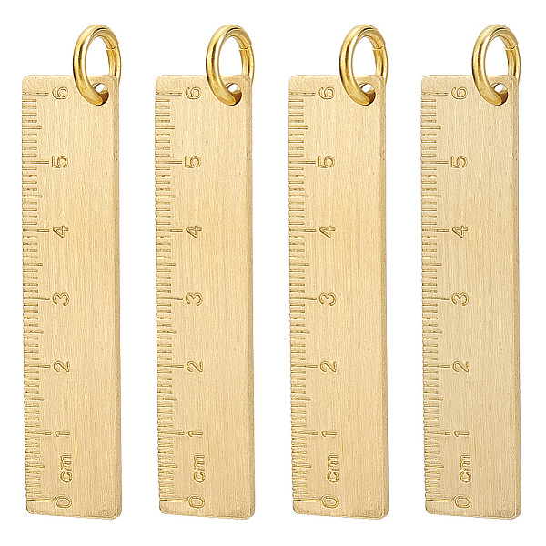 

PandaHall DELORIGIN 4Pcs Small Metal Ruler Keychain 6cm Brass Gold Straight Ruler Bar Metric Measurement Tool Decoration Key Ring Ornaments...