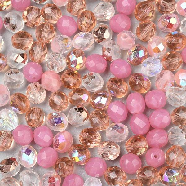 

PandaHall Fire-Polished Czech Glass Beads, Faceted, Ananas, Pink, 7.5~8x8mm, Hole: 1.2mm, about 120pcs/bag Czech Glass Round Pink