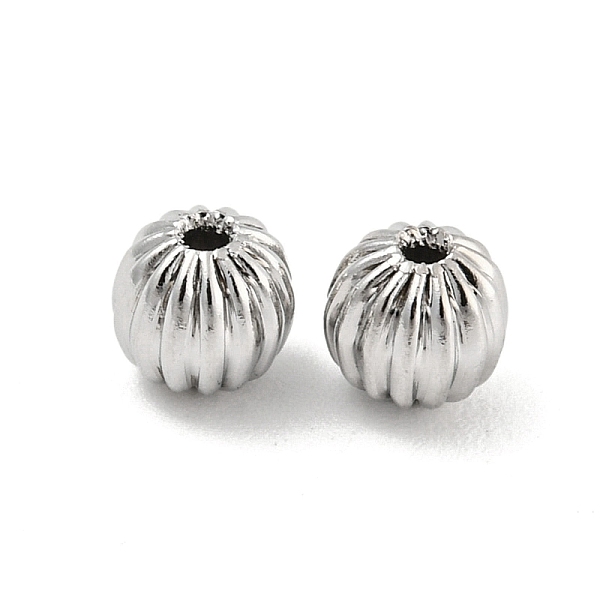 

PandaHall Glass Beads, Corrugated Round, Real Platinum Plated, 5mm, Hole: 1.4mm Brass Round