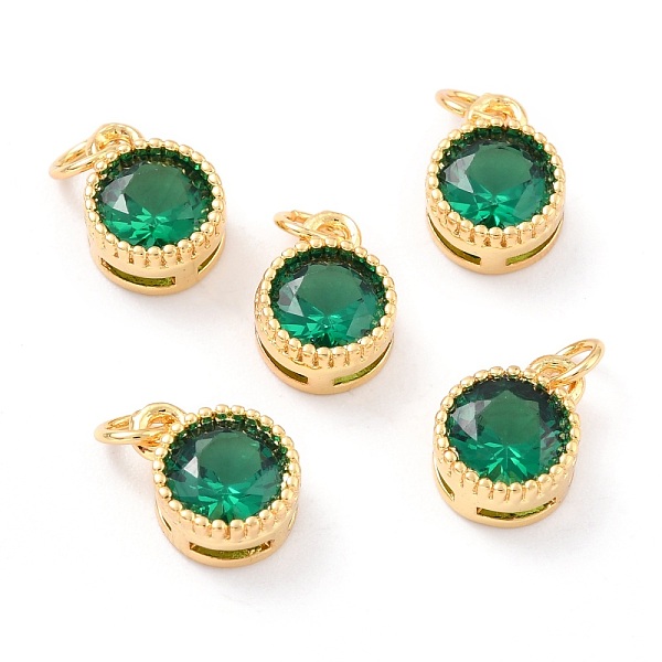 

PandaHall Real 18K Gold Plated Brass Inlaid Cubic Zirconia Charms, with Jump Ring, Long-Lasting Plated, Flat Round, Green, 9.5x7x4mm, Jump...