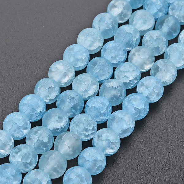 

PandaHall Crackle Glass Beads Strands, Dyed & Heated, Frosted, Round, Cornflower Blue, 8mm, Hole: 1.2mm, about 50~51pcs/strand, 15.35 inch...