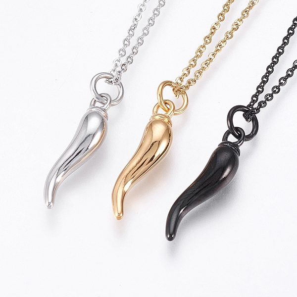 

PandaHall 304 Stainless Steel Pendant Necklaces, Horn of Plenty/Italian Horn Cornicello,Mixed Color, 17.71 inch(45cm), 1.5mm 304 Stainless..., Multicolor