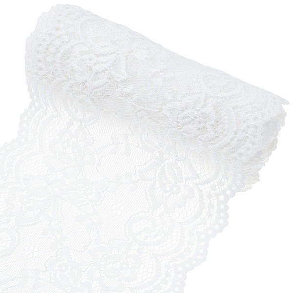 GORGECRAFT 5 Yards Lace Roll White Cotton Lace Trim Fabric 6.9 Wide For Dress Tablecloth Hair Band Wedding Festival Event Decorations
