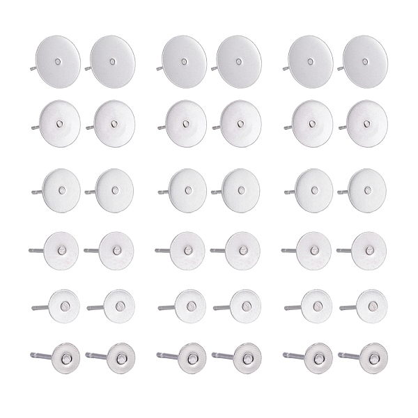

PandaHall 210Pcs 7 Size 304 Stainless Steel Stud Earring Settings, Flat Pad Earring Post, Flat Round, Stainless Steel Color, Tray: 3mm~12...