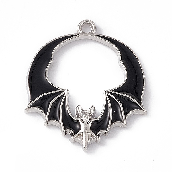 

PandaHall Alloy Enamel Pendants, Bat Charm, Platinum, Black, 28x24x3mm, Hole: 1.8mm Alloy+Enamel Bat Black