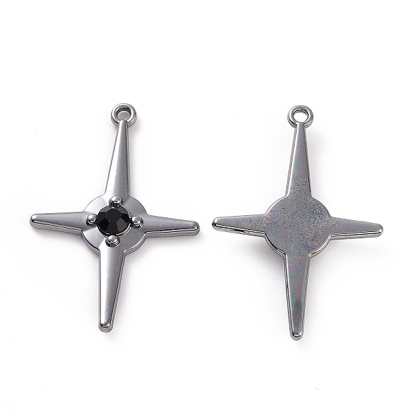 

PandaHall Rack Plating Alloy Black Glass Pendants, Cadmium Free & Lead Free & Nickle Free, Faceted, Star Charms, Gunmetal, 34x23x4mm, Hole...