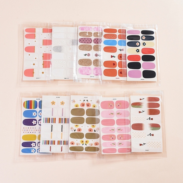 PandaHall Lovely Full Cover Nail Art Stickers, Self-adhesive, for Nail Tips Decorations, Mixed Color, 10x5.5cm, 10pcs/set Paper Mixed Shapes...
