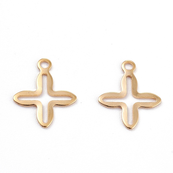 

PandaHall 201 Stainless Steel Tiny Cross Charms, Hollow, Real 18k Gold Plated, 13x11x0.5mm, Hole: 1.4mm 201 Stainless Steel Cross