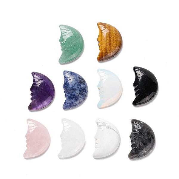 

PandaHall Natural & Synthetic Mixed Gemstone Cabochons, Moon, 35x22.5x7mm Mixed Stone Moon