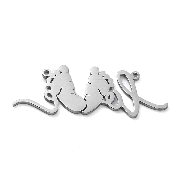 

PandaHall 304 Stainless Steel Connector Charms, Footprint with Word Love Links, Stainless Steel Color, 13.5x37.5x1mm, Hole: 1.2mm 304...