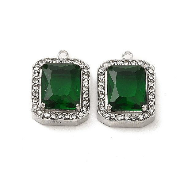 

PandaHall 304 Stainless Steel Pendants, with Glass Rhinestone, Rectangle Charms, Green, 16x11.5x4.5mm, Hole: 1.4mm Stainless Steel+Glass...