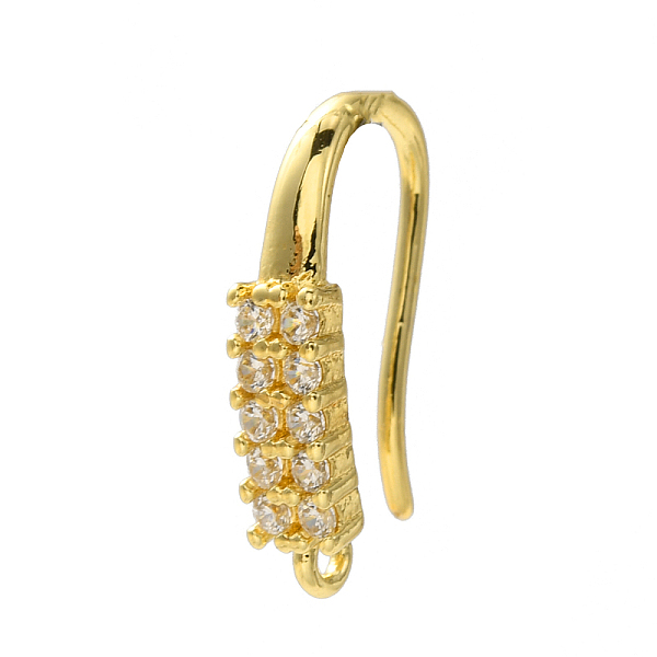 

PandaHall Rack Plating Brass Pave Cubic Zirconia Earring Hooks, Ear Wire, Lead Free & Cadmium Free, Rectangle, Real 18K Gold Plated..., Clear