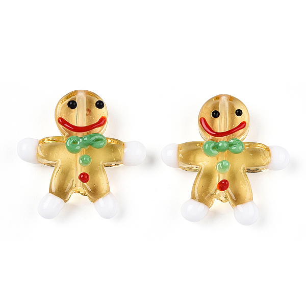 

PandaHall Gingerbread Man Handmade Lampwork Beads, Light Khaki, 27.5~28.5x23.5~24.5x7.5~8mm, Hole: 1.2mm Lampwork Human