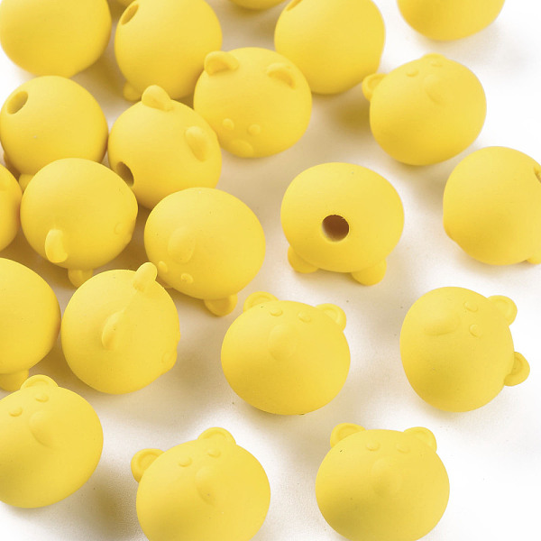 

PandaHall Acrylic Beads, Rubberized Style, Half Drilled, Bear, Gold, 15.5x16x15mm, Hole: 3.5mm Acrylic Bear Gold