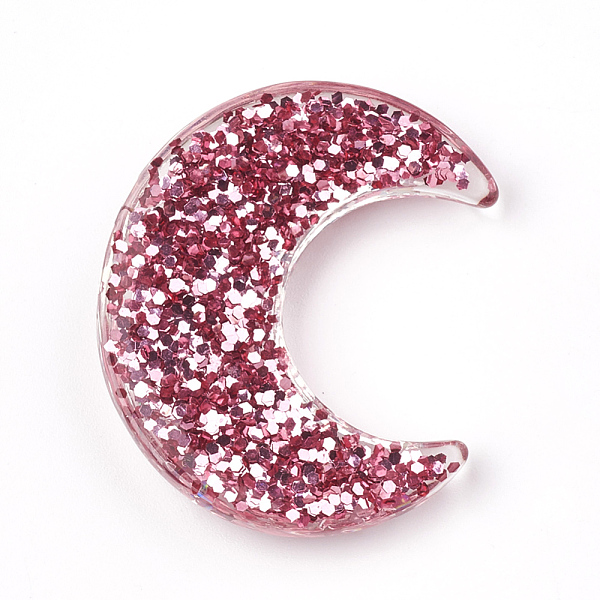 

PandaHall Transparent Resin Cabochons, with Paillette, Moon, Pink, 38x31x6.5mm Resin Moon Pink