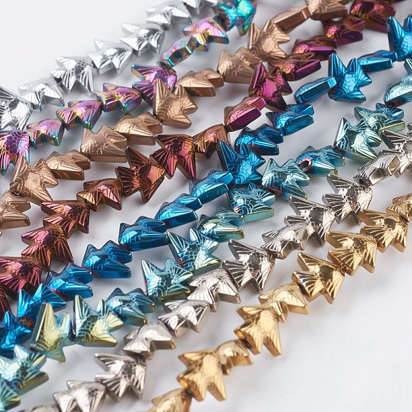 

PandaHall Vacuum Plating Electroplate Non-magnetic Synthetic Hematite Beads Strands, Grade A, Tropical Fish, Mixed Color, 6.5~7x8x3mm, Hole...