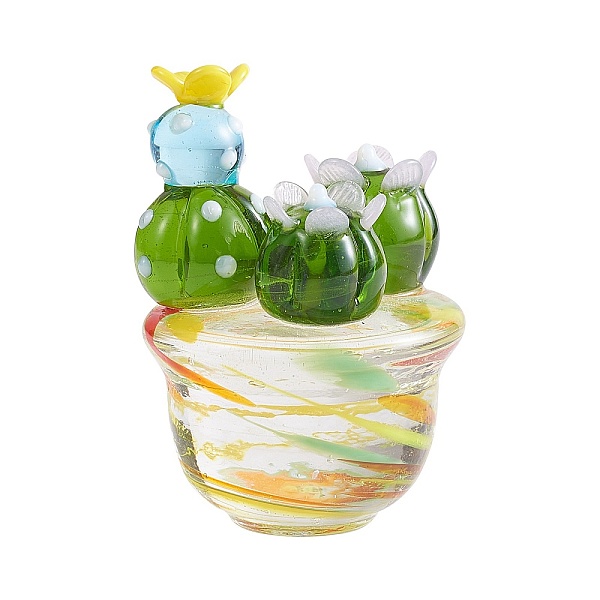 

PandaHall Mini Art Cactus Glass Figurines Blown Glass Art Figurines Cute Mini Cactus Collectibles Home Table Decoration Ornament Mock Plant..., Green