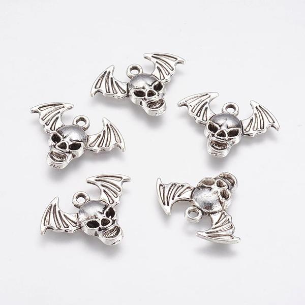 

PandaHall Alloy Pendants, Skull with Wing, Antique Silver, 17x23x3mm, Hole: 1.5mm Alloy Skull