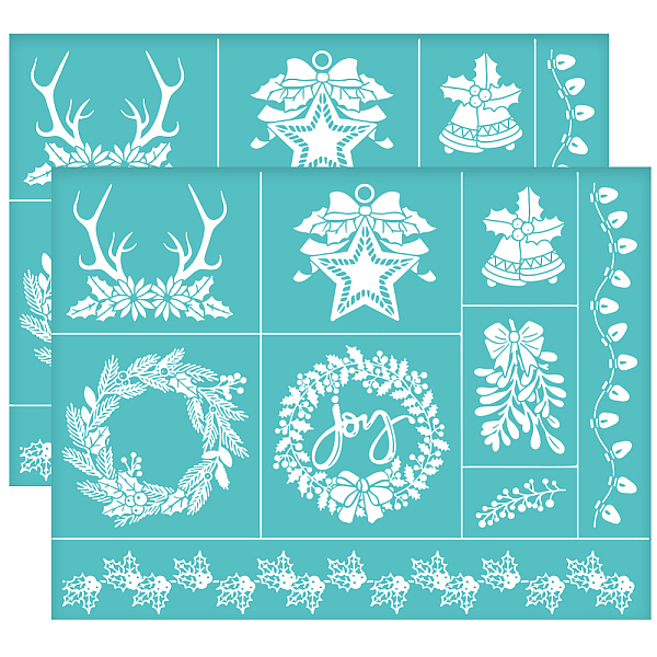 

PandaHall OLYCRAFT 2Pcs 11x8.6 Inch Christmas Themed Self-Adhesive Silk Screen Printing Stencil Christmas Silk Screen Stencil Elk Antler...