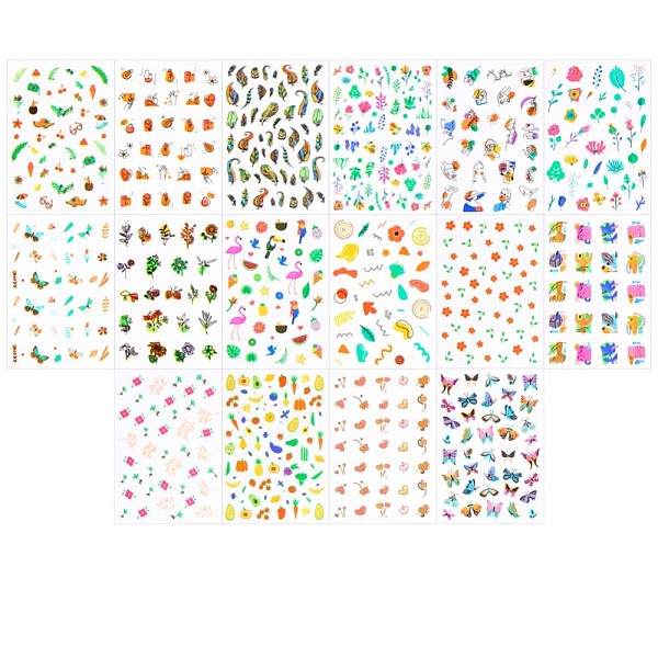 

PandaHall Nail Art Stickers, Self Adhesive, Nail Decals, for Nail Decorations, Mixed Patterns, 9.3x6.4cm Paper Rectangle Multicolor