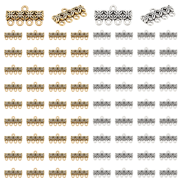 

PandaHall PH 80pcs Layering Clasp 4-Layer Necklace Clasp 2 Colors Chandelier Components Links Tibetan Alloy Multi Strand Bracelet Necklace...
