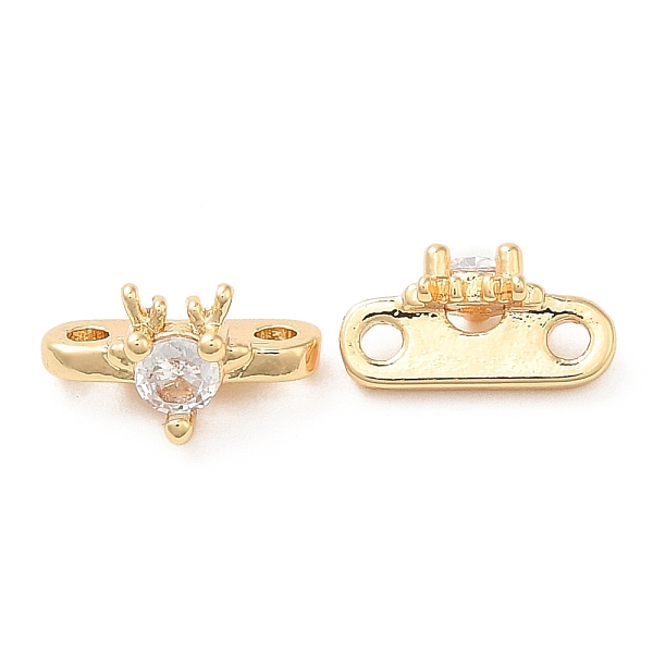 

PandaHall Brass Connector Charms, with Clear Glass, Oval Links with Deer, Real 18K Gold Plated, 5x10x5mm, Hole: 1.2mm Brass+Glass Oval Clear