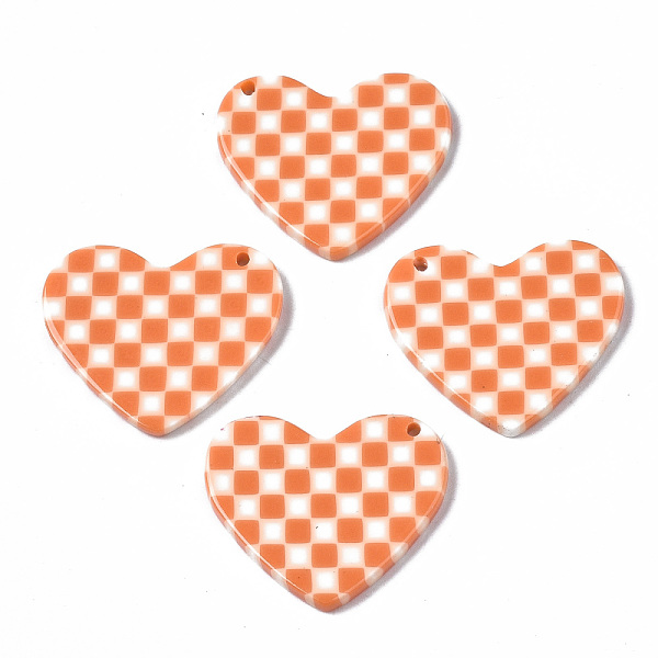 

PandaHall Opaque Cellulose Acetate(Resin) Pendants, Heart with Grid Pattern, Coral, 23.5x27.5x2.5mm, Hole: 1.4mm Cellulose Acetate Heart Red