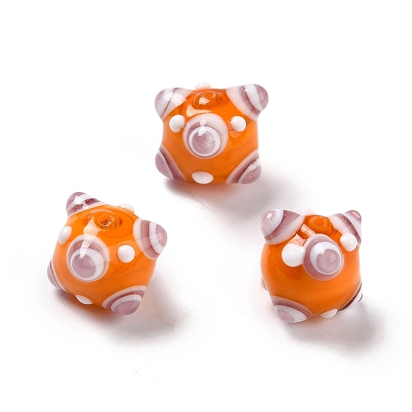 

PandaHall Handmade Lampwork Beads, Meteor Hammer, Orange, 13x14.5x18mm, Hole: 1.8mm Lampwork Others Orange
