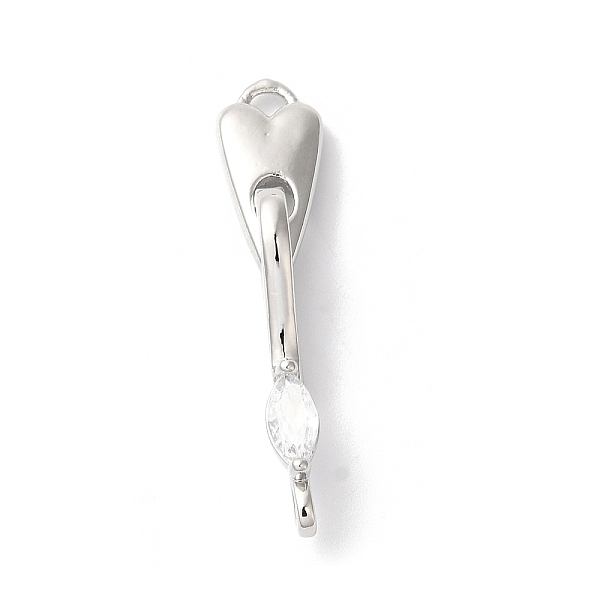 

PandaHall Brass S-Hook Clasps, with Glass, Heart, Platinum, 29mm Brass Clear