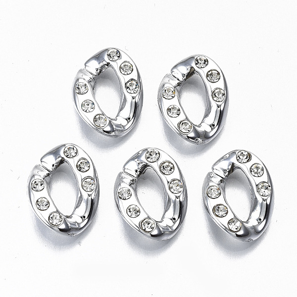 

PandaHall CCB Plastic Linkings Rings, Quick Link Connectors, with Crystal Rhinestone, For Jewelry Cross Chains Making, Twist, Platinum..., Clear