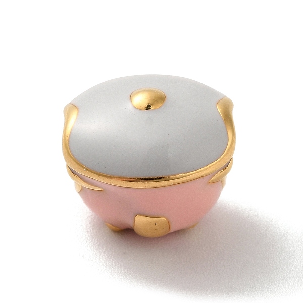 

PandaHall Ion Plating(IP) 304 Stainless Steel Enamel European Beads, Large Hole Beads, Rice Cooker, Golden, 10x11x10.5mm, Hole: 4.5mm..., Pink