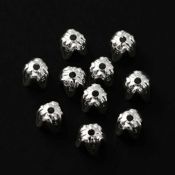 

PandaHall 4-Petal Brass Bead Cap, Lead Free & Cadmium Free, Column, 925 Sterling Silver Plated, 4x4mm, Hole: 0.8mm Brass