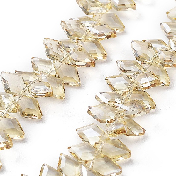 

PandaHall Electroplate Rhombus Glass Beads Strands, Faceted, Pear Lurster Plated, Lemon Chiffon, 13x8x4mm, Hole: 1.2mm, about...