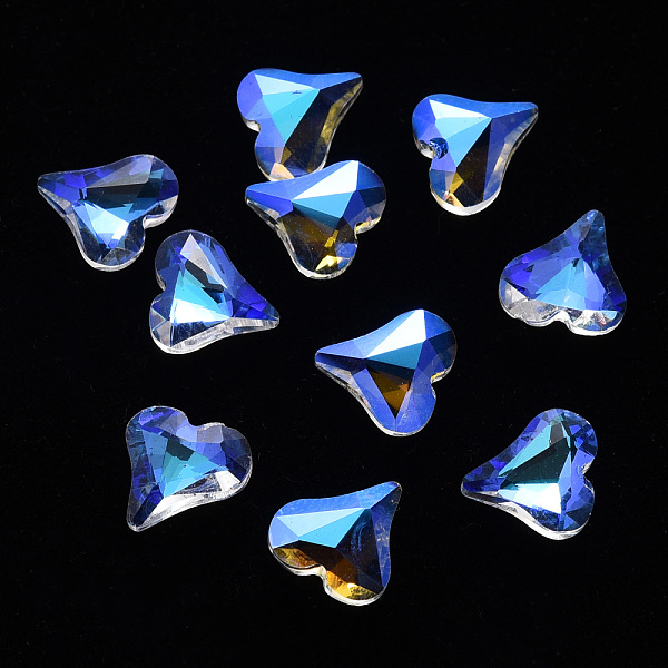 

PandaHall Heart Transparent Glass Cabochons, Nail Art Decoration Accessories, Faceted, Champagne Yellow, 8.5x8.5x3.5mm Glass Heart