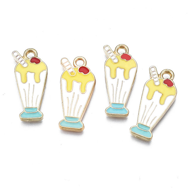

PandaHall Rack Plating Alloy Enamel Pendants, Light Gold, Cadmium Free & Nickel Free & Lead Free,Ice Cream Cup, Yellow, 23.5x11x1.5mm, Hole...