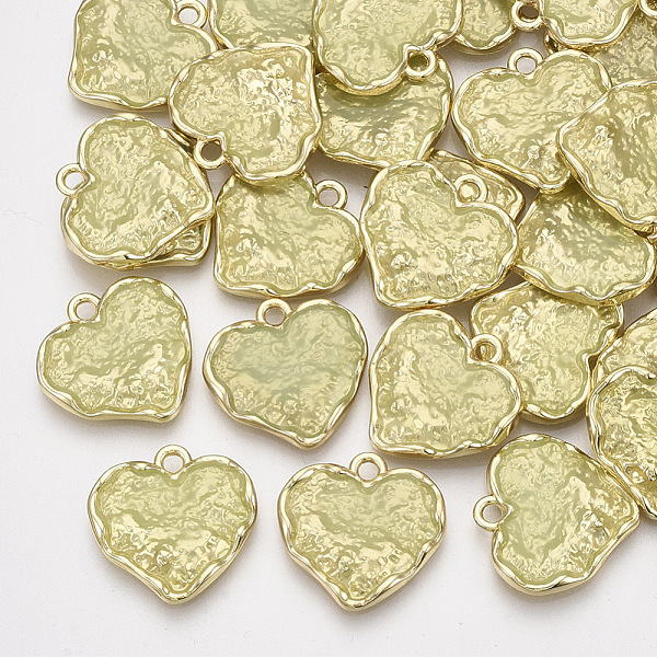 

PandaHall Epoxy Resin Pendants, with Light Gold Tone Alloy Pendant Settings, Heart, Textured, Pale Green, 17.5x18x2.5mm, Hole: 1.8mm...