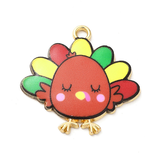 

PandaHall Cute Printed Alloy Pendants, Light Gold, Cadmium Free & Nickel Free & Lead Free, Turkey Charm, FireBrick, 26x26x2mm, Hole: 2mm..., Red